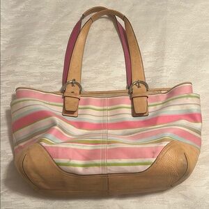 Striped Pink and Tan Women's Diaper Bag or Tote Bag